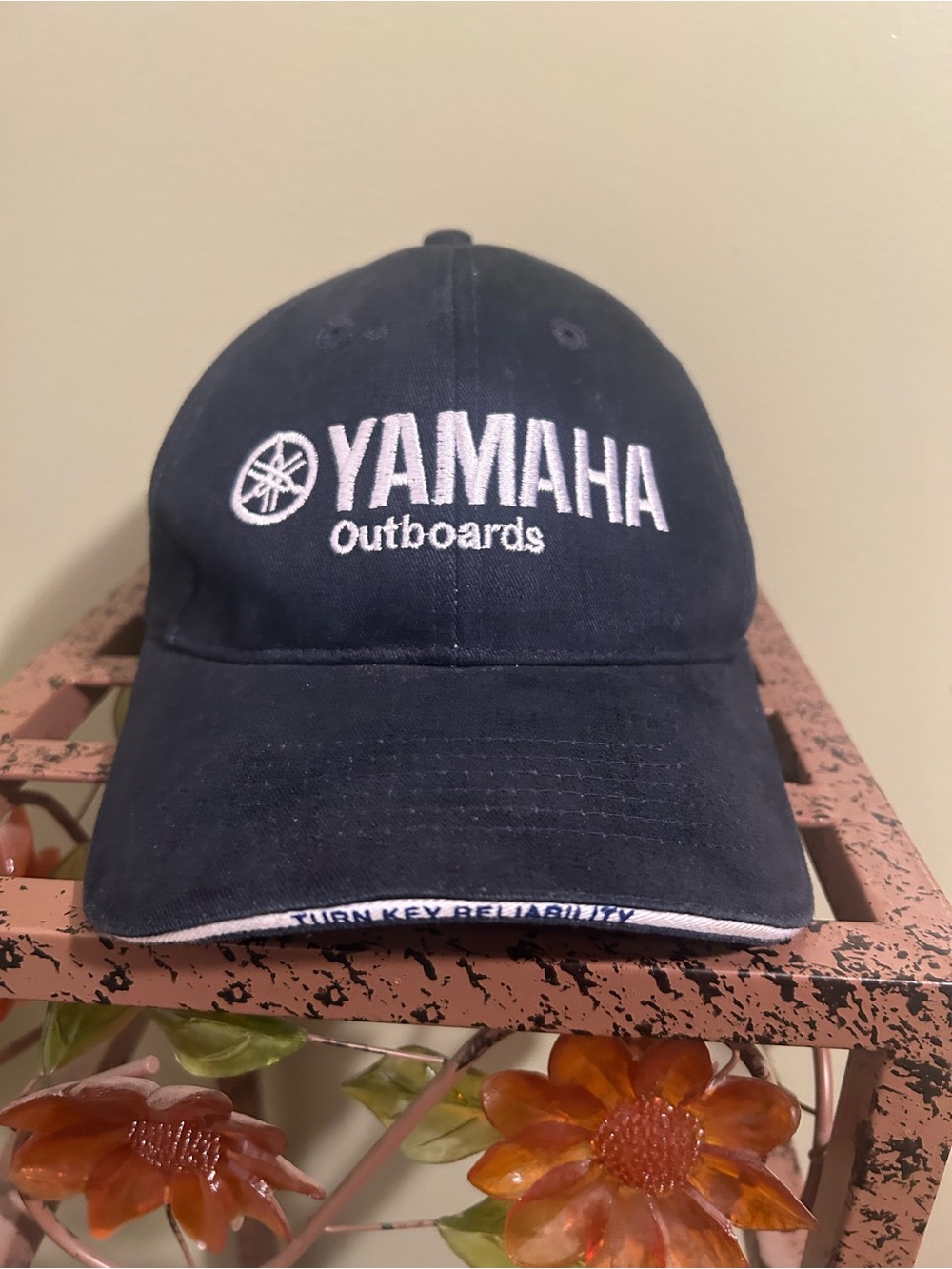 Vintage Yamaha Outboards Hat Cap Navy Blue 100% Cotton Adjustable Buckle Clean